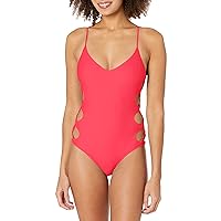 Body Glove Smoothies Crissy Solid One Piece Swimsuit with Strappy Side Detail, Smoothies Snow, Large