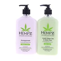 Hempz Original Herbal Body Moisturizer 17 oz, Pomegranate Herbal Body Moisturizer 17 oz Set Pack of 2