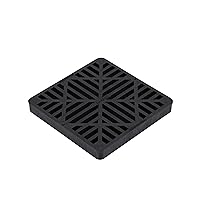 NDS 980G Square Grate, Diamond Design, Fits Catch Basin Drain, Risers and Low Profile Adapter, 9 Inch, Black Plastic, 9