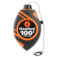 GreatNeck 74601 6 To 1 Chalk Reel, Retractable Chalk Line and Chalk Refill Bottle, Plumb Line Chalk Kit, Straight Line Tool