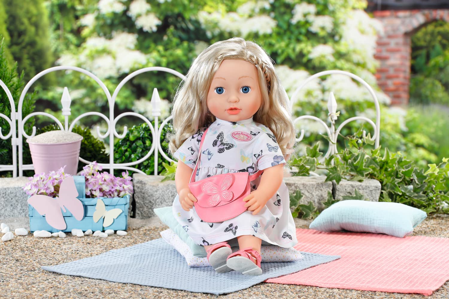 Baby Annabell Deluxe Butterfly Dress - to Fit 43cm Baby Annabell Dolls - Deluxe Set Includes Beautiful Dress, Bag, Sandals and Clothes Hanger - Suitable for Children Aged 3+ Years - 706701