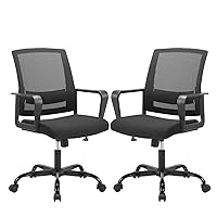 CLATINA Ergonomic Rolling Mesh Desk Chair with Executive Lumbar Support and Adjustable Swivel Design for Home Office Computer Black 2 Pack