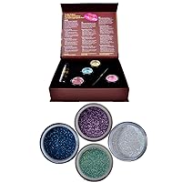 Itay Beauty Shine Bright eye shadows Kit (4 eye shadows glitters + gel sparkle +premium duo brush) (Topaz)