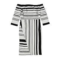 Striped Off-The-Shoulder Dress BlackWhite M
