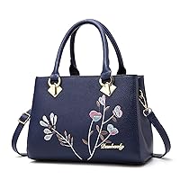 2021 New Large-Capacity Messenger Bag Fashion Hand Single Shoulder Bag Embroidered Soft Surface Female Bag(Blue)