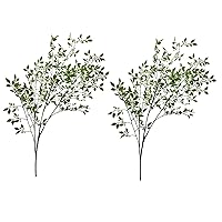2 Pack 43.3 Inch Artificial Greenery Branches, Fake Green Plant Twig Stem Faux Olive Tree Lifelike Eucalyptus Stems Artificial Shrubs Branches for Home Office Tabletop Decor