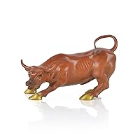 Wall Street Bull - Pure Copper Statue and Brass Sculpture - Collectable Table Decor Figurine for Living Room Collectibles Home Decorations and Office Business Gift(Medium L7.8, Orange)