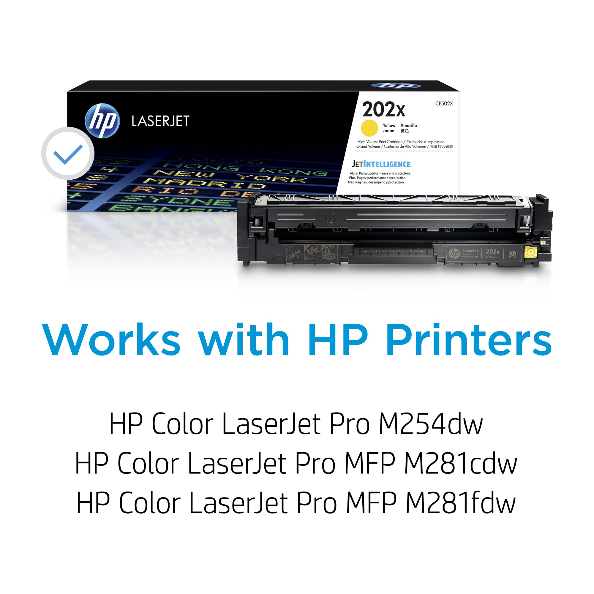 HP 202X Yellow High-yield Toner Cartridge | Works with HP Color LaserJet Pro M254, HP Color LaserJet Pro MFP M281 Series | CF502X