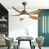 Ceiling Fans with Lamps,Dc Reversible 6 Speed Timer Fan Chandelier Ceiling Light Led Dimmable Modern Ceiling Fans with Lights and Remote Control for Living Room Bedroom Kitchen/Green/106Cm