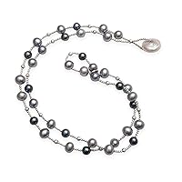 Grey and Black Dyed Pearl Wrap Bracelet with Coin Pearl Clasp