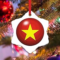 Christmas Ornament - Vietnam Ornament - Novelty Ceramic Xmas Gift Vietnam Flag Ornament for Christmas Tree Decor Gift World Traveler Christmas Tree Decorations New Year Gift Xmas Gift
