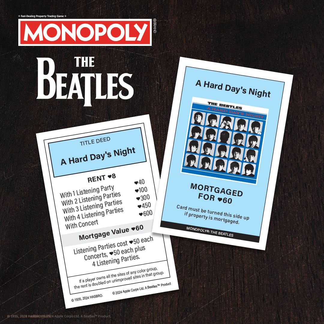 Monopoly: The Beatles | Play as Rocky Raccoon, Maxwell's Silver Hammer, I Am The Walrus & More | Officially Licensed Collectible Game Based on The Beatles Rock Band for 2-6 Players