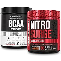 Jacked Factory Nitrosurge Shred Thermogenic Pre-Workout in Orange Pineapple & BCAA in Fruit Punch for Body Recomposition, Muscle Building and Recovery