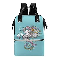 Seahorse Unicorn Fantasy Durable Travel Laptop Hiking Backpack Waterproof Fashion Print Bag for Work Park Black-Style