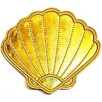 Cartoon Seashell Cute Gold Patch Shell Embroidered Applique Craft Handmade Baby Kid Girl Women Clothes DIY Costume Accessory Decorative Repair Patches