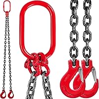 Vevor Chain Sling, 45428 Inch x 6 Ft Double Leg Lifting Chains with Grab Hooks, 3 Ton Capacity Lifting Slings, G80 Alloy Steel Double Leg Slings: Industrial & Scientific