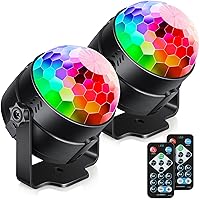 2-Pack Sound Activated Party Lights with Remote Control Dj Lighting, Disco Ball Light, Strobe Lights Stage Lamp for Home Room Dance Parties Supplies Christmas Decorations
