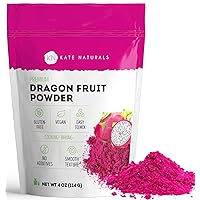 Kate Naturals Dragon Fruit Powder for Baking & Drink (4oz). Vegan, Gluten Free Dried Dragon Fruit Pink Pitaya Powder for Dragon Fruit Syrup. Dragonfruit Pitaya Powder for Smoothie & Food Coloring