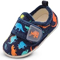 L-RUN Toddler Slippers for Girls Boys Warm Household Shoes Kids Winter Slippers with Microfleece Lining for Indoor Outdoor