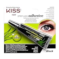 Black Strip Lash Adhesive with Aloe, Dermatologist Tested, Formaldehyde Free, Non-Irritant, Contact Lens Friendly, Secure Hold, Contains Latex, with Control Nozzle Tip, 0.24 Ounce