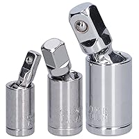 FTVOGUE 3pcs Universal Joint Socket Adapter 1/2 3/8 1/4 Chrome Vanadium Steel Swivel Drive for Ratchet Wrench