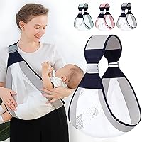 Baby Sling Carrier, Adjustable Baby Holder Carrier, Baby Half Wrapped Sling Hip Carrier, One Shoulder Labor-Saving, Natural Cotton with Breathable Mesh Fabric for Newborn to Toddler Up to 45lbs (Grey)