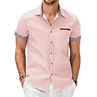 COOFANDY Men's Casual Short Sleeve Button Down Dress Shirt Denim Work Shirts