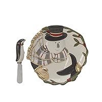 Fitz and Floyd Mistletoe Merriment Snack Plate with Spreader, 2-Piece, Assorted