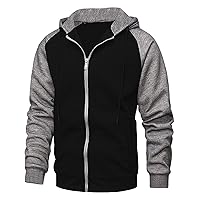 Zip Up Hoodie Men 2023 Color Block Long Sleeve Casual Drawstring Sweatshirt Sport Outwear Coat Jacket With Pockets