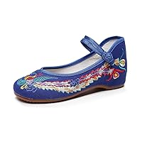 TRC Low Heeled Women's Shoes Single Shoes with Cow Tendon Soles Embroidered Cloth Shoes Ethnic Style Canvas Wedding Shoes