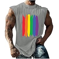 Mens Funny Hawaiian Tank Tops Rainbow Print Sleeveless Tee Tropical Holiday Beach Top Gym Shirt for Fitness Training