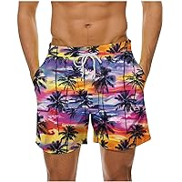 Men's Summer Beach Shorts with Pocket Loose Elastic Waist Drawstring Swimming Pants Fashionable Comfortable Trousers
