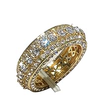 18K Gold Plated Hip Hop Rings,Titanium Stainless Steel High Polished Iced Out full Premium Diamond CZ Bling Punky Ring for Mens Womens
