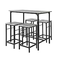 Haotian OGT11-HG, 5 Pieces Dining Set for 4, Dining Table with 4 Stools, Home Kitchen Breakfast Table, Bar Table Set, Bar Table with 4 Bar Stools, Kitchen Counter with Bar Chairs (Grey)