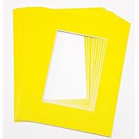 topseller100, Pack of 10 YELLOW 11x14 Picture Mats Matting with White Core Bevel Cut for 8x10 Pictures
