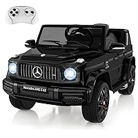 12V Kids Ride on Car, Licensed Mercedes Benz G63 Electric Car w/Remote Control, Music, Spring Suspension, LED Light, Bluetooth, Horn, AUX, Safety Lock Battery Powered Electric Vehicle, Black