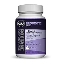 GU Energy Roctane Probiotic Plus Licorice Root Extract and Ginger Capsules, Energy for Before, During or After Any Workout, 60-Count Bottle (1-Month Supply)