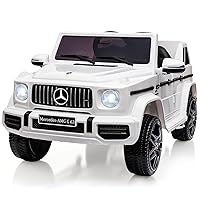 12V Kids Ride On Car, Hetoy Licensed Mercedes-Benz G63 Electric Car Battery Powered w/Parent Remote Control, LED Lights, Bluetooth, Music, Radio, Electric Vehicle Ride on Toy for Kids, White