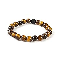 Wild Essentials Tiger Eye and Lava Stone Bracelet, Expandable up to 8 inches, Aromatherapy Jewelery for Women, Men, Esssential Oil Diffuser, Grounding Calming Strength Confidence