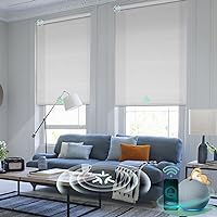 Yoolax Motorized Matter Roller Shades for Window with Remote Control, Automatic Half Shading Roller Shade Compatible with Alexa, Google Home, Homekit(50% Jacquard White)