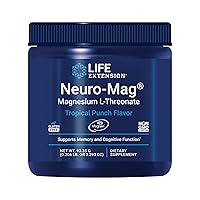 Life Extension Neuro-Mag Magnesium L-Threonate Powder (Tropical Punch) - Ultra-Absorbable - Supports Memory, Focus, Cognitive Function & Mood - Gluten No, Non-GMO, Vegetarian (30 Servings)