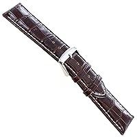 22mm deBeer Baby Crocodile Grain Chrono Brown Padded Stitched Watch Band Strap