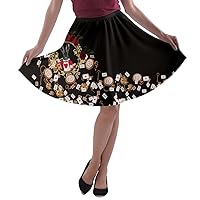 CowCow Womens Skater Skirt Skull Space Feather Rock & Roll Death Patchwork Party A-Line Skirt, XS-3XL