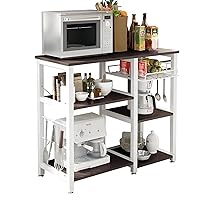 soges 3-Tier Kitchen Baker's Rack, Utility Microwave Oven Stand with Storage, Coffee Bar Station, Workstation Kitchen Shelf Cart, Walnut Black
