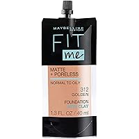 Maybelline New York Fit Me Matte + Poreless Liquid Foundation, Pouch Format, 312 Golden, 1.3 Ounce