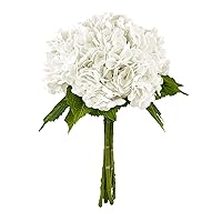 21In White Artificial Hydrangea Flowers 5 Pcs Fake Hydrangea Silk Flowers for Wedding Centerpieces Bouquets DIY Floral Decor Home Decoration with Stems