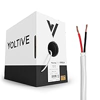 Voltive 12/2 Speaker Wire - 12 AWG/Gauge 2 Conductor - UL Listed in Wall (CL2/CL3) and Outdoor/In Ground (Direct Burial) Rated - Oxygen-Free Copper (OFC) - 500 Foot Bulk Cable Pull Box - White