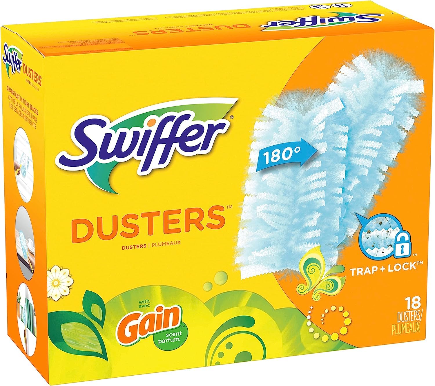 Swiffer 180 Dusters, Ceiling Fan Duster, Multi Surface Refills with Gain Scent, 18 Count