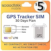 SpeedTalk Mobile Tracker SIM Card for 5G 4G LTE GSM Pet Senior Kids Car Smart Watch GPS Tracking Devices Locators | Talk Text Data | 3 in 1 Simcard Standard Micro Nano | 30 Days Wireless Service Plan