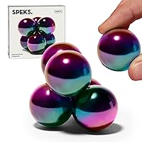 Speks Supers, 33mm Magnets Balls Fidget Toys for Adults, Set of 6, Great Office Desk Decorations and Stress Relief Gifts, Oil Slick